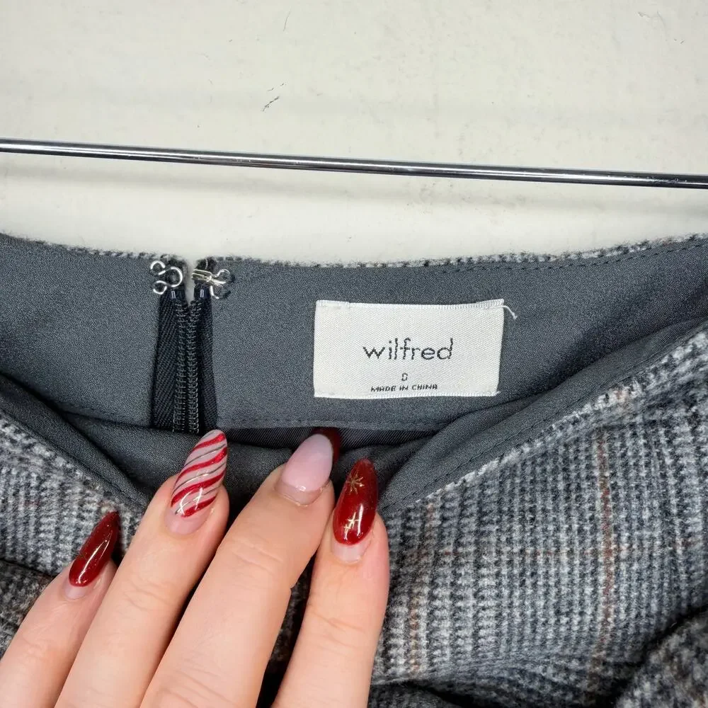 NWT Aritzia Wilfred Dorine Wrap Front Glen Check Plaid Wool Blend Mini Skirt 0